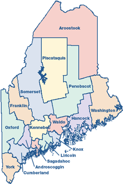County map of Maine