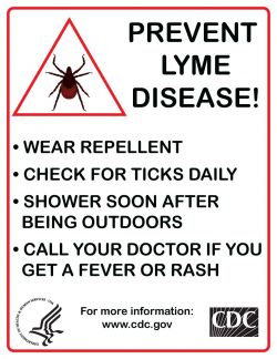 Sign listing lyme diseas preventive measures