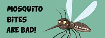 cartoon mosquito saying mosquito bites are bad