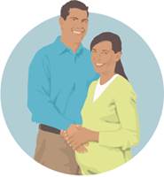 cartoon rendering of expecting parents
