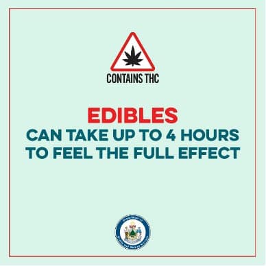 Edibles: Can take up to 4 hours to feel the full effect