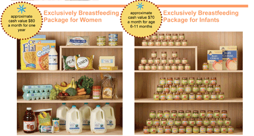 Food benefits for exclusively breastfeeding mothers
