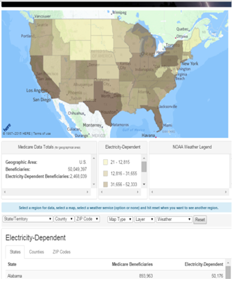 screenshot of HHS emPOWER Map of the United States