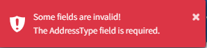 Error message in CertTracker: "Some fields are invalid! The AddressType field is required."