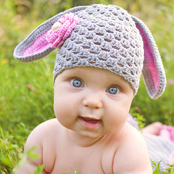 Cute baby in bunny ear hat