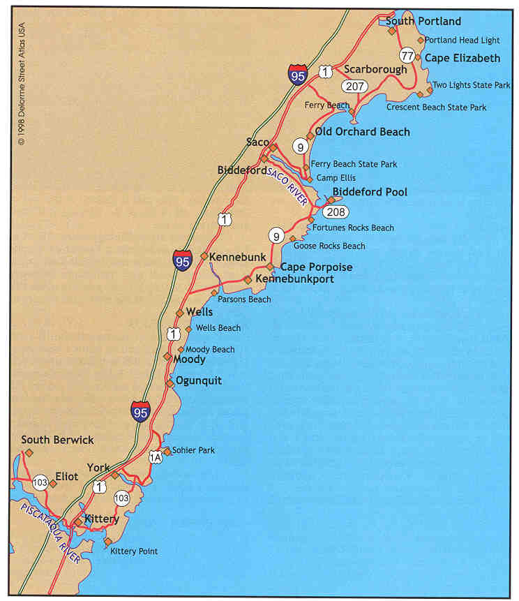 Map of Maine's Coast from Kittery to Cape Elizabeth