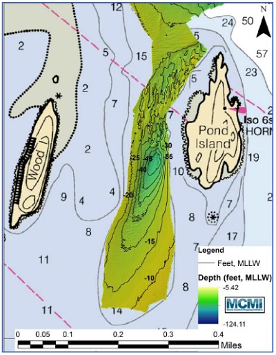 Bathymetry at Pond Island Shoal