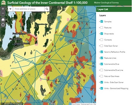 Sediment map of Popham-Kennebec River area