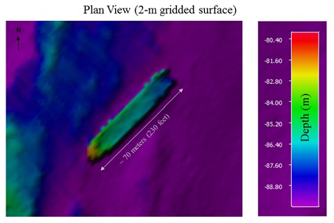 Plan view of bathymetry around the Pemaquid Point shipwreck