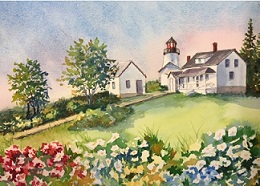 Watercolor of Burnt Island Lighthouse