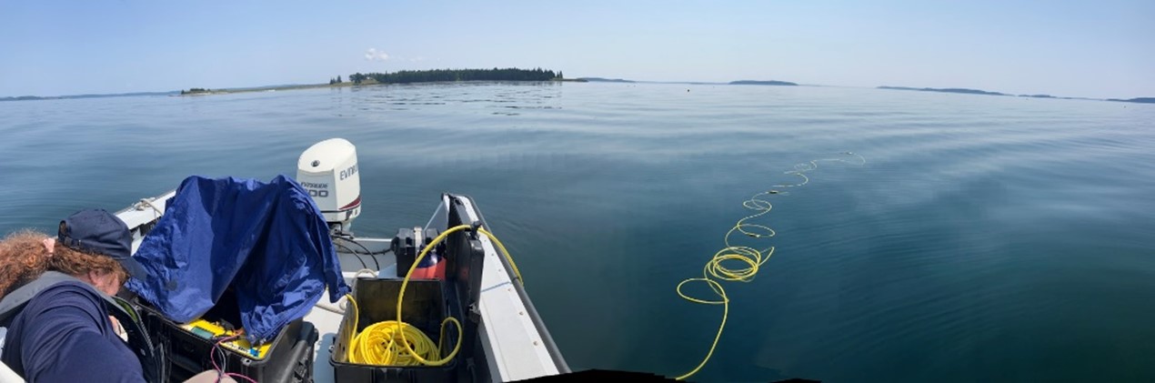 Image 2. MDMR Aquaculture Division staff Katie Von Hohenleiten operating the ROV from a vessel during a site assessment. (Picture credit: Geoff Shook)