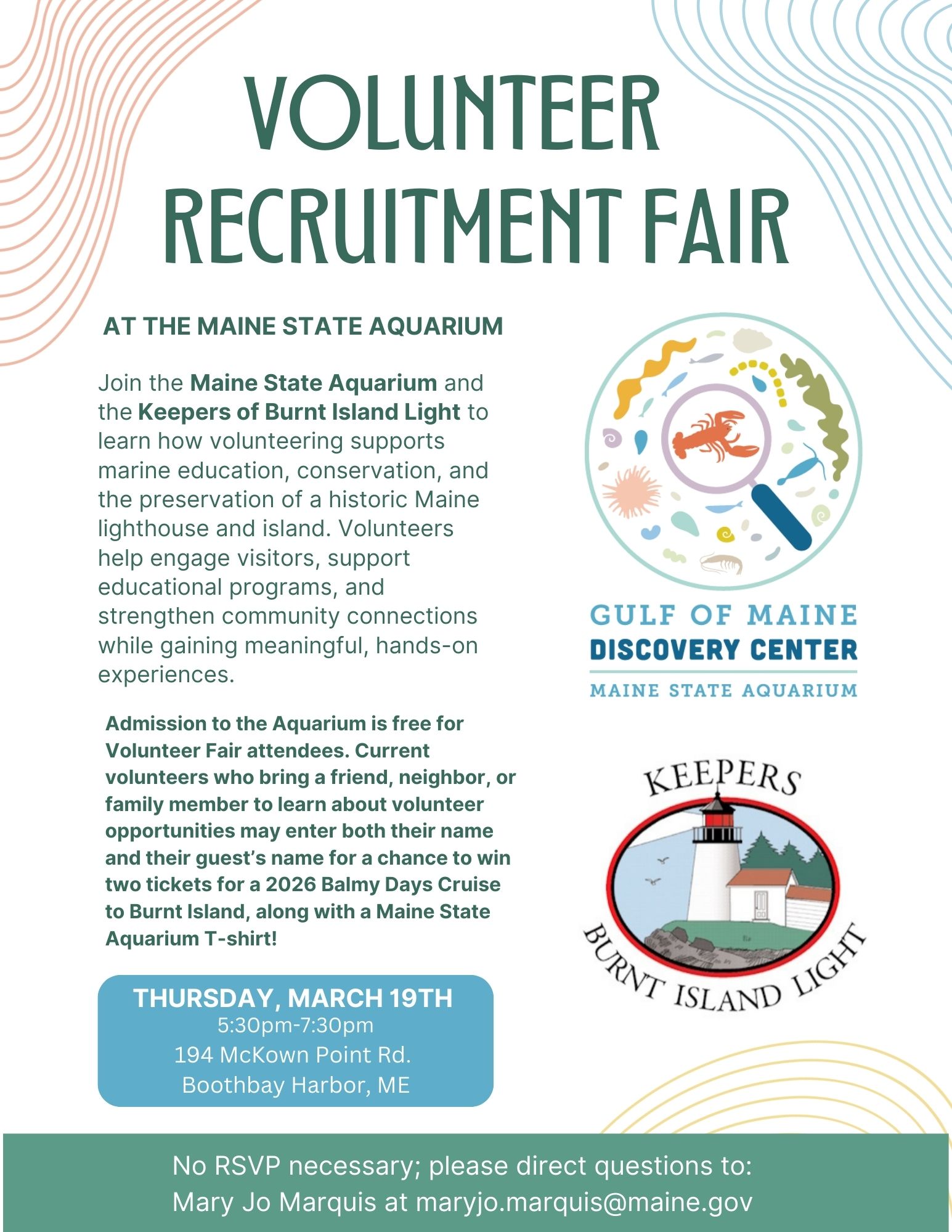 Text describing Volunteer Fair on March 19