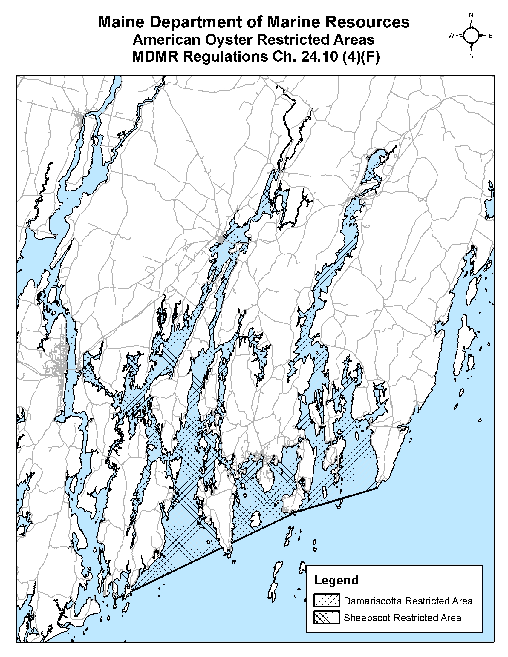 Map of American Oyster Restricted Areas