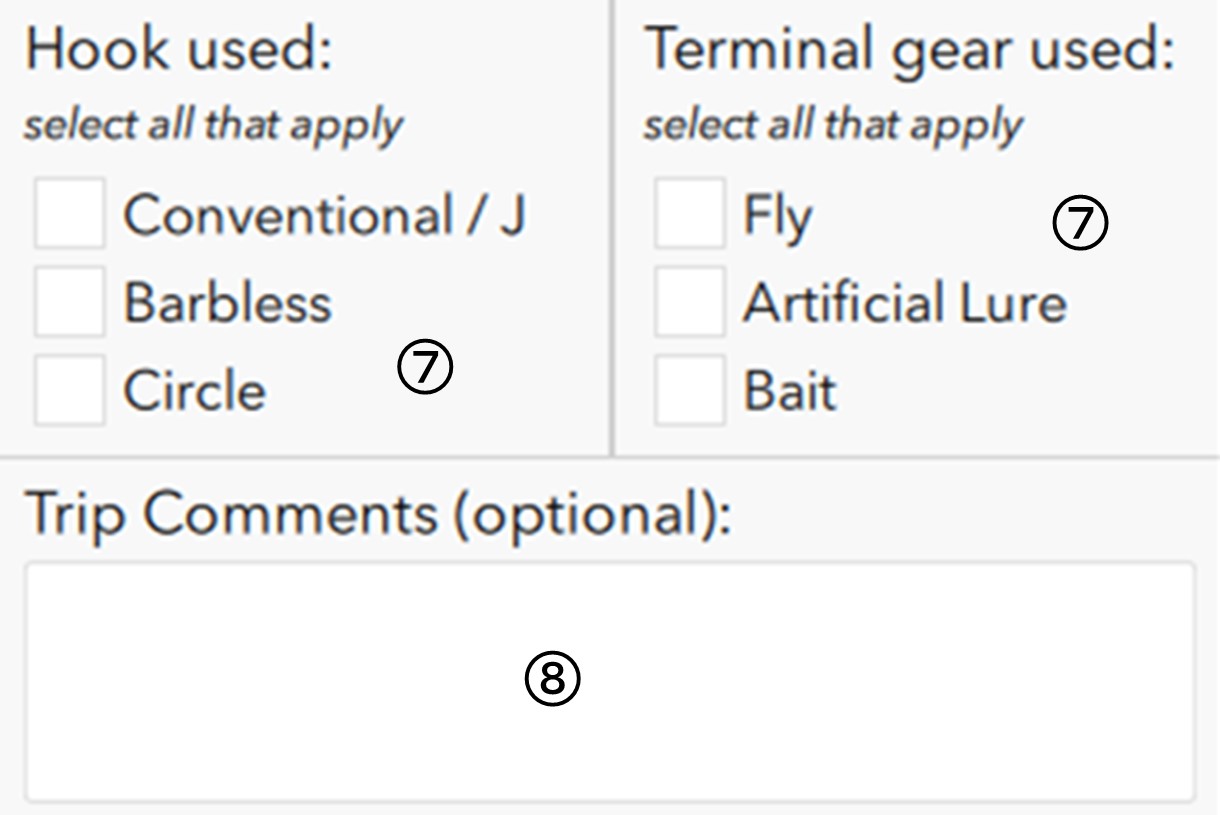 Indicate the Terminal Gear Used and Hooks Used