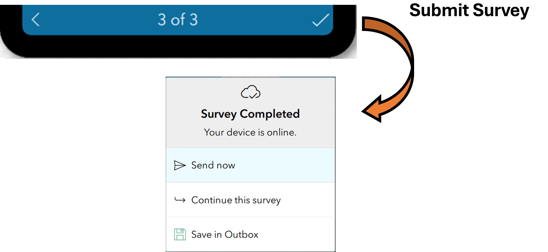 Click the checkmark to submit the survey