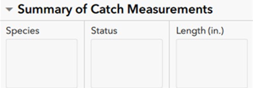 Entered fish measurements will be listed in this table