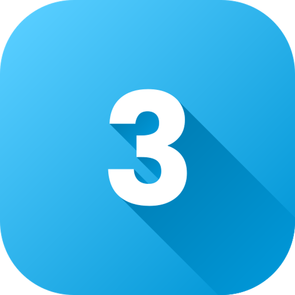 number 3 on blue square background