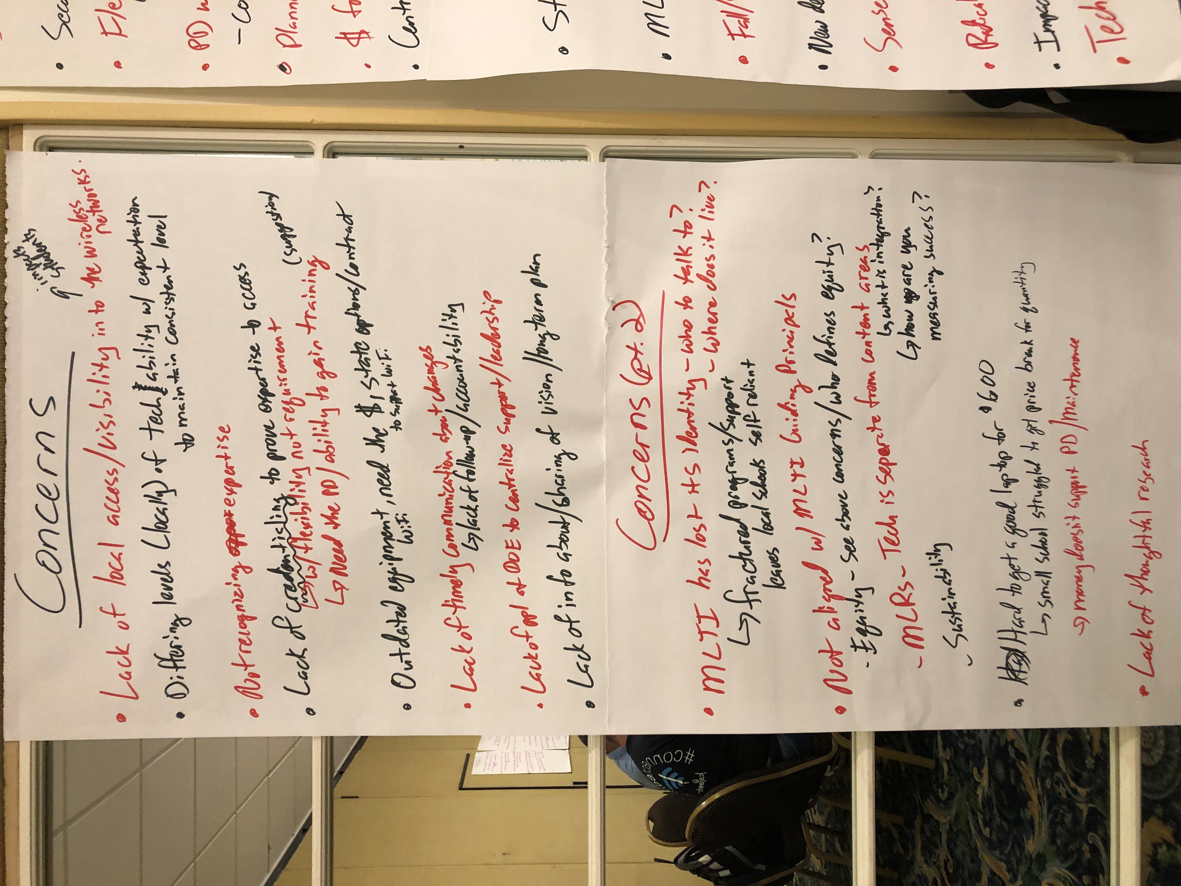 MLTI1. Image of Chart Paper Created during a worksession in Lewiston Maine in June 2019