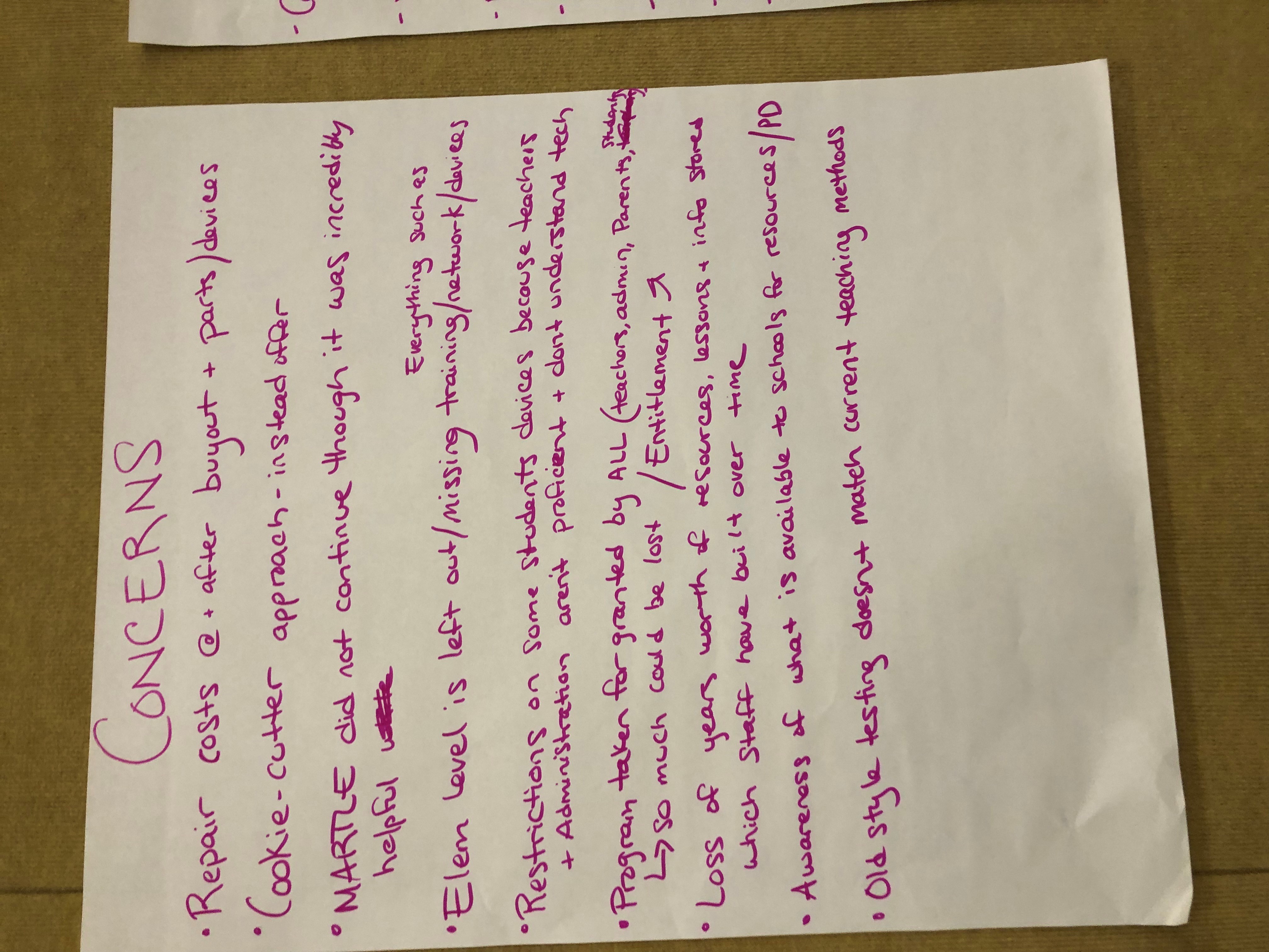 MLTI11. Image of Chart Paper Created during a worksession in Lewiston Maine in June 2019