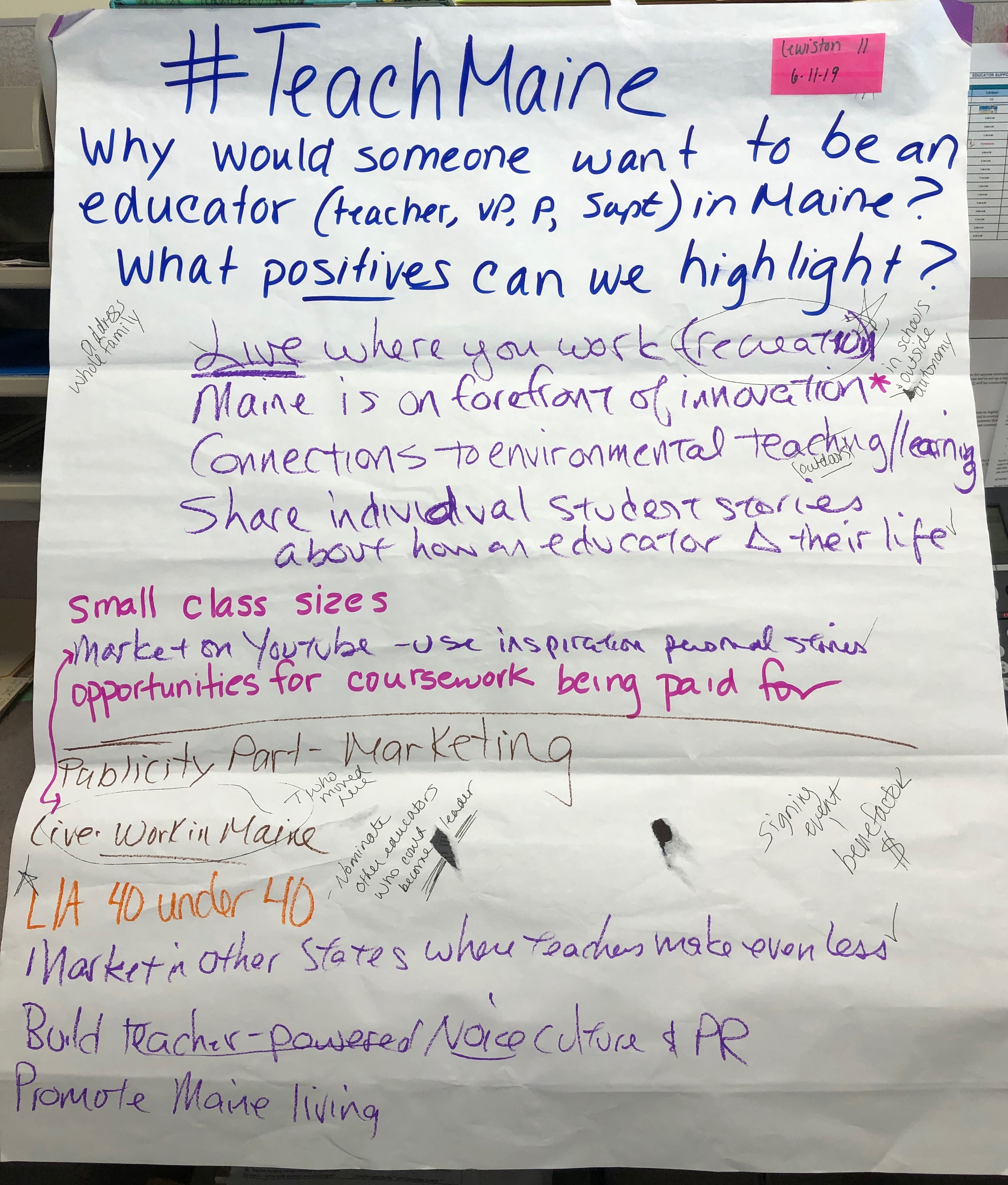 #L11 Recruit & Retain Chart Paper Notes from work session in Lewiston Maine June 2019