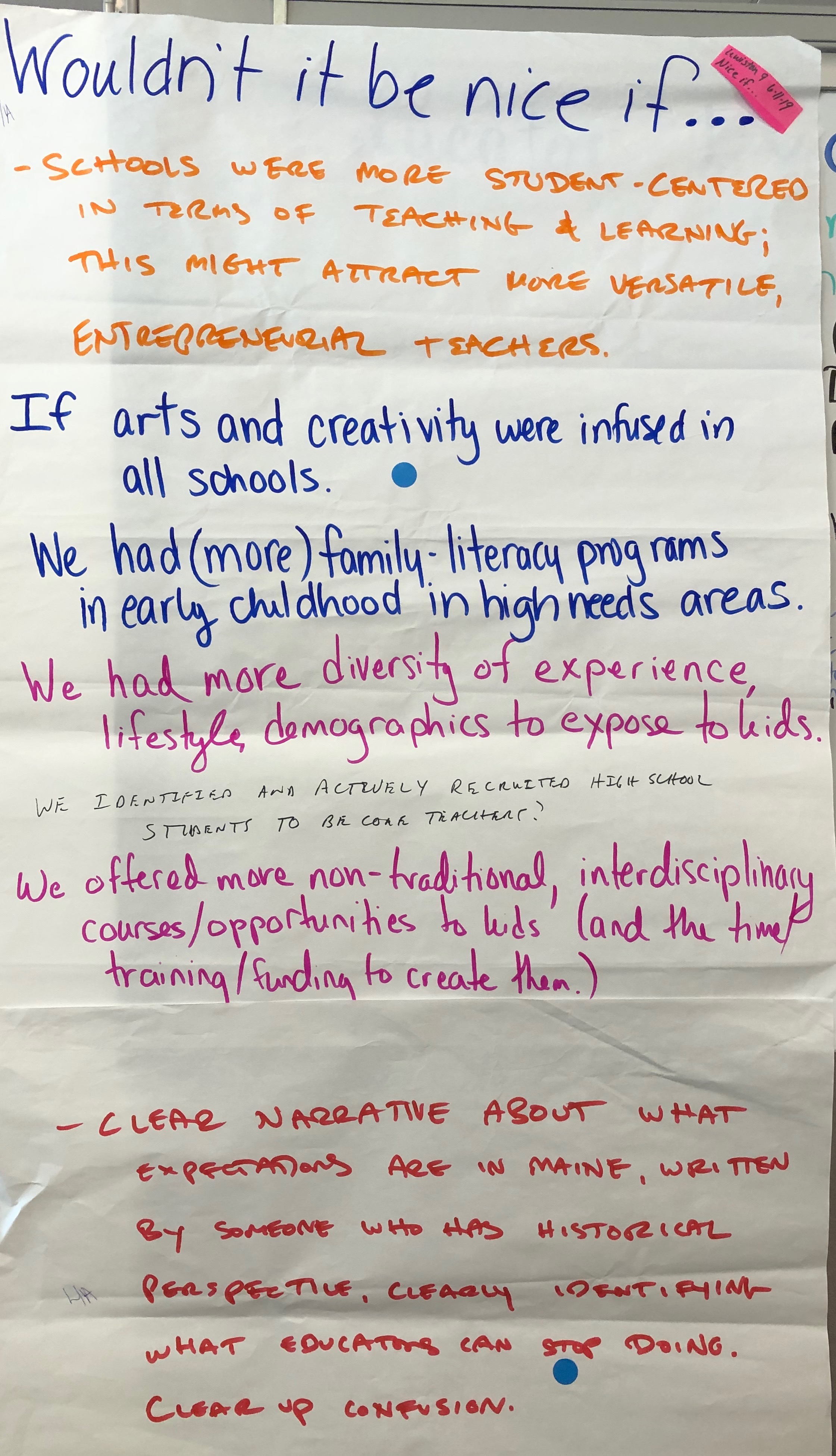 #L9 Recruit & Retain Chart Paper Notes from work session in Lewiston Maine June 2019