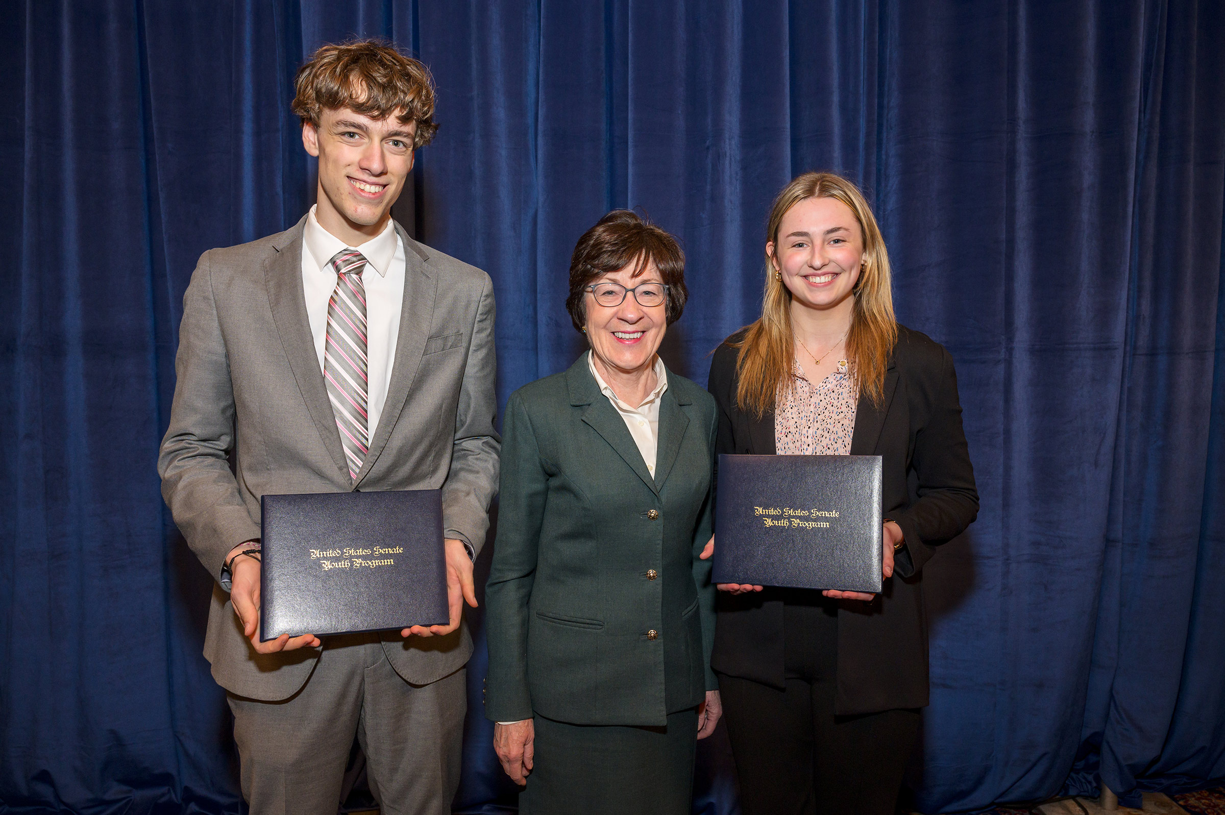 Senator Susan Collins with delegates Ryan Hafener and Claire Ouellette