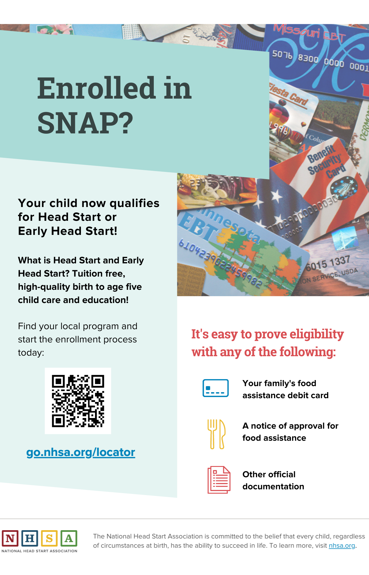 SNAP recipients are eligible for Head Start