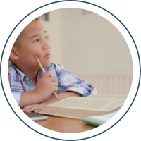 Student sitting and thinking