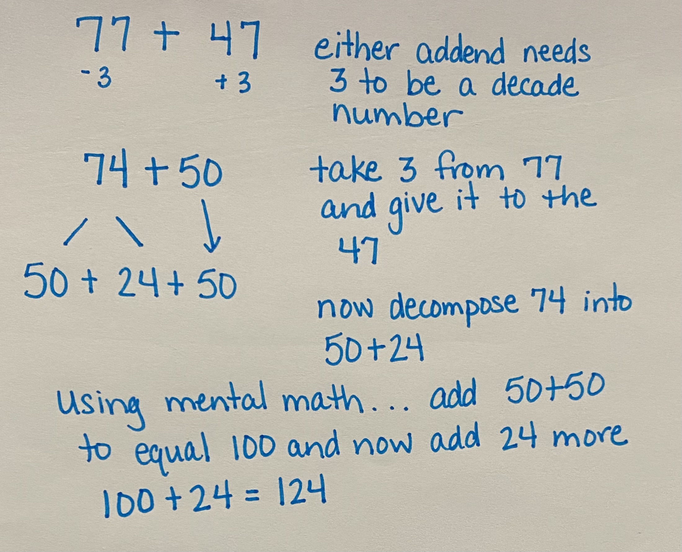 77 + 47 using the compensation strategy