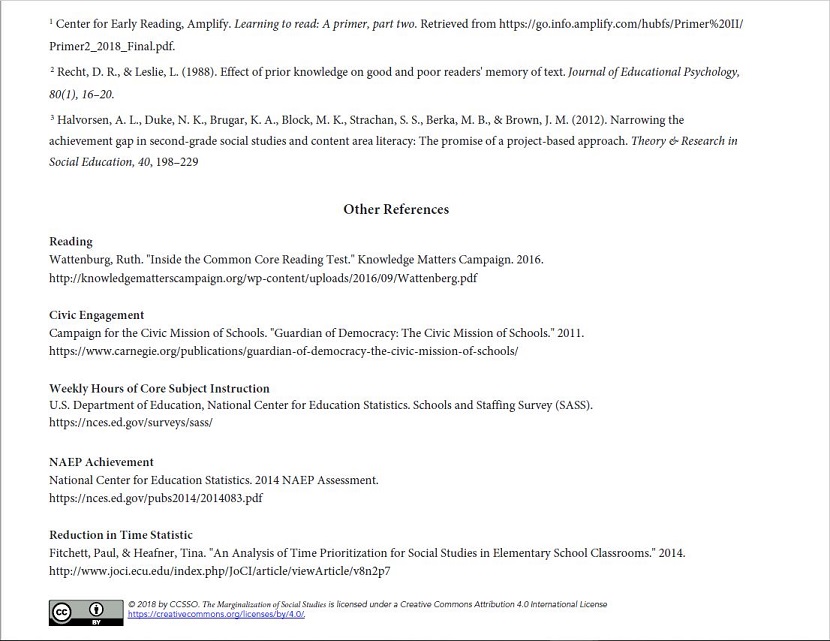 Research about the Marginalization of Social Studies by CCSSO