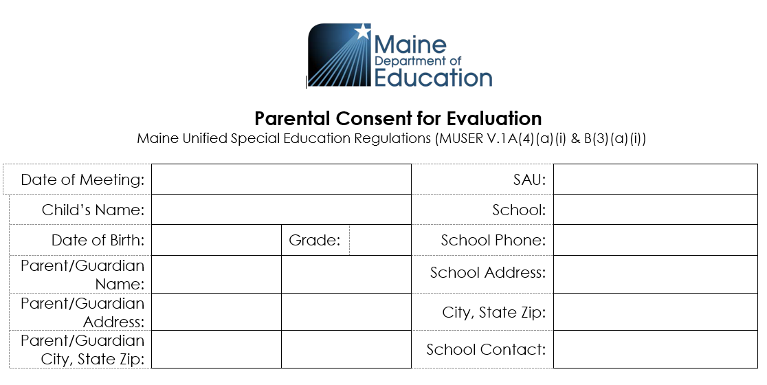 Parental Consent For Evaluation