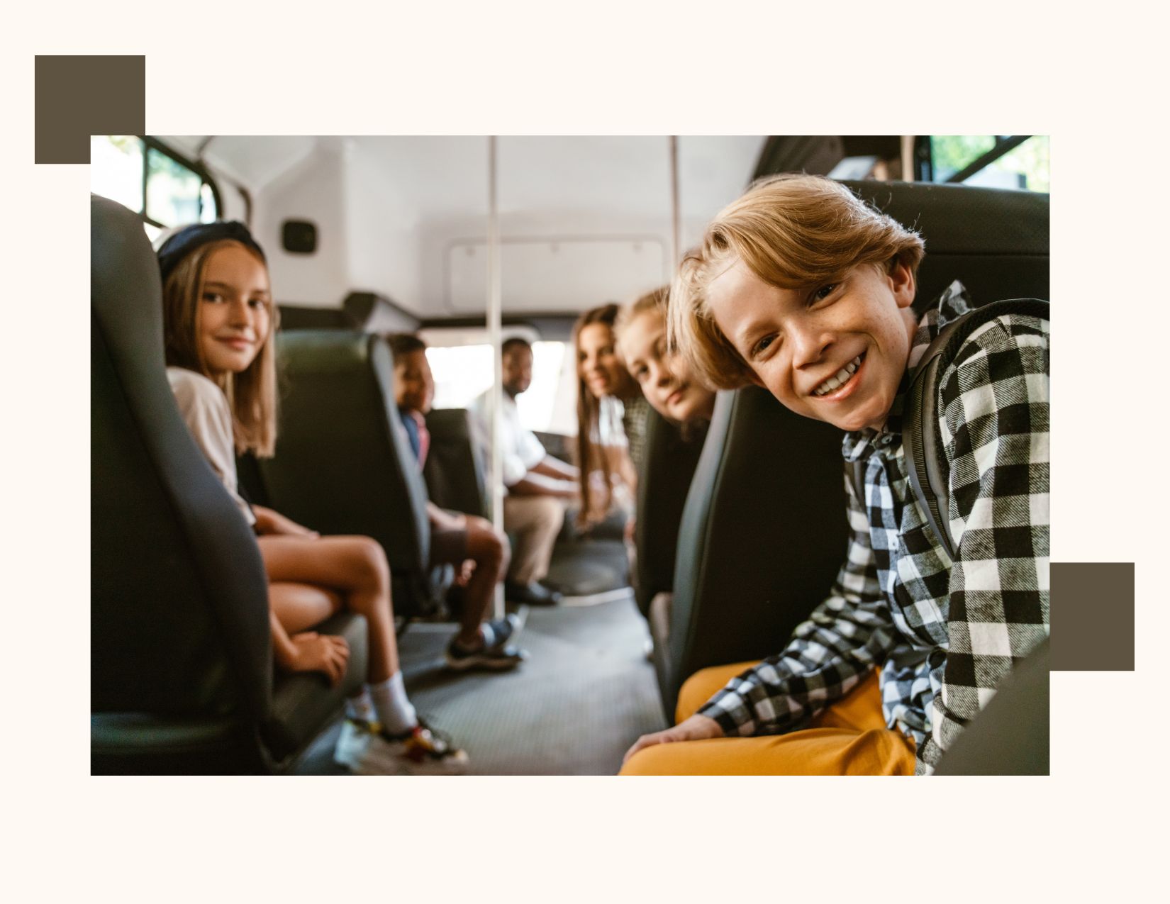 Students on a school bus