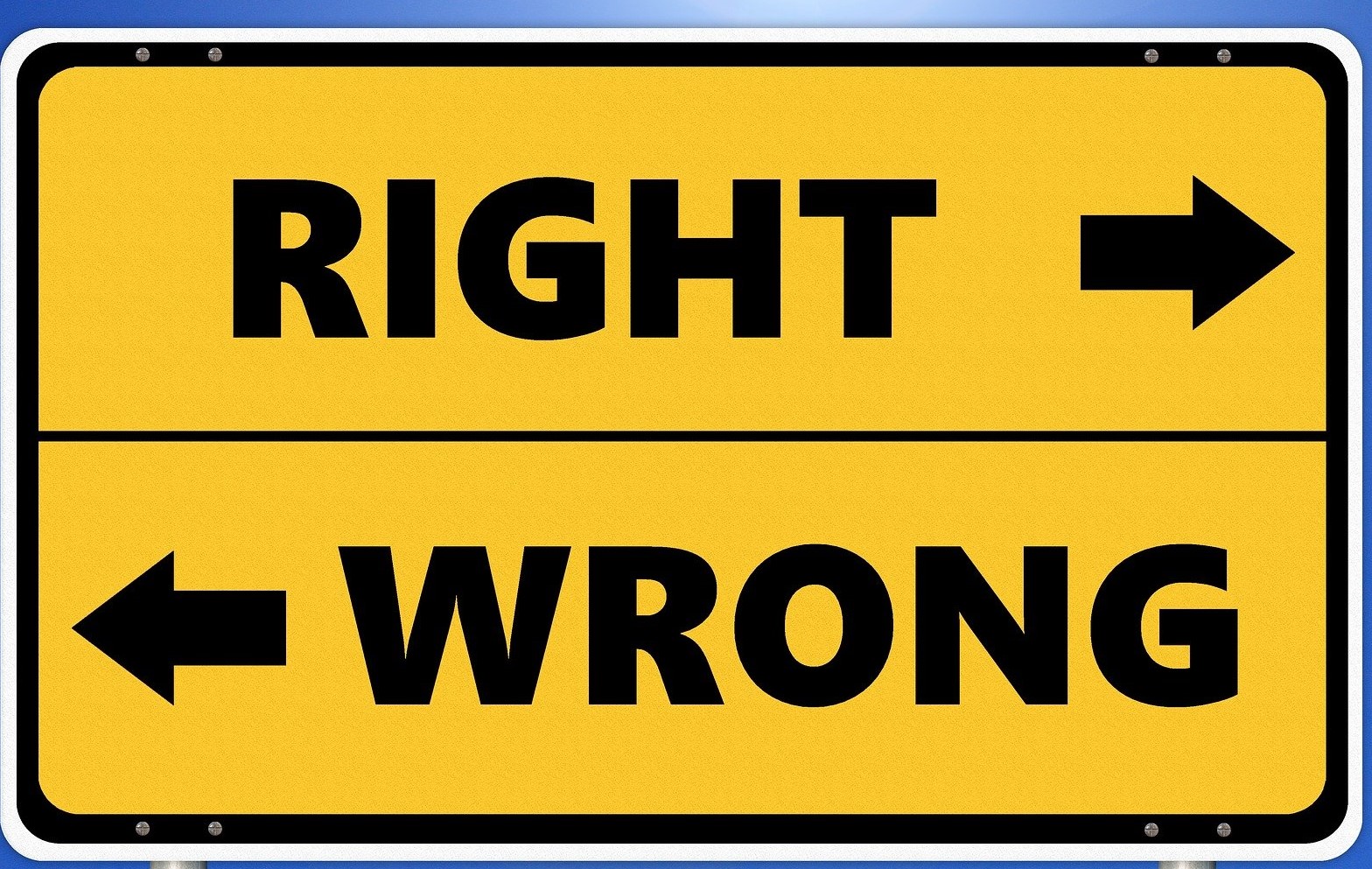 sign pointing to right or wrong