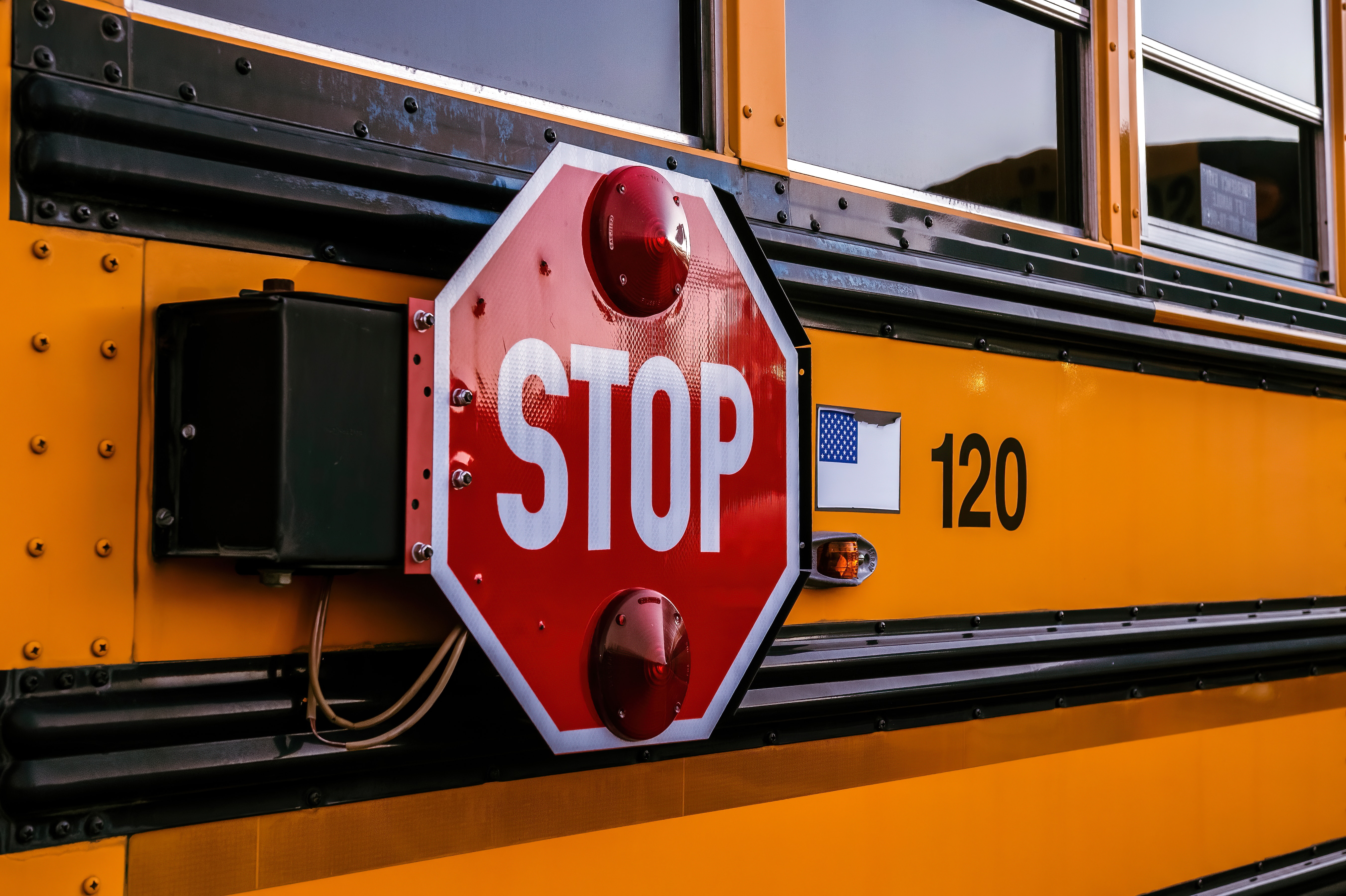 school bus with stop sign