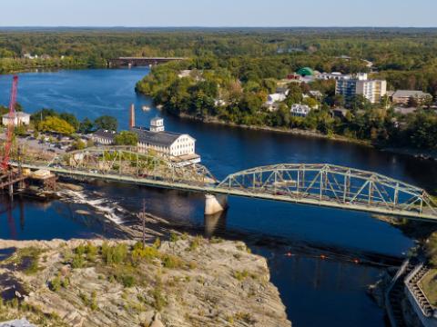 aerial of the frank j wood bridge