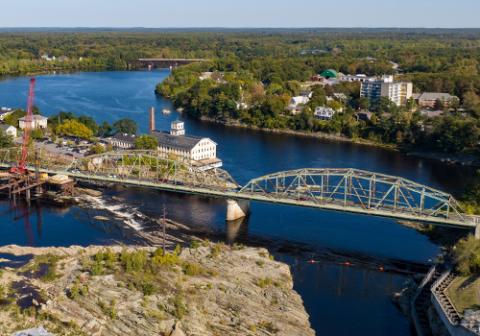 aerial of the frank j wood bridge