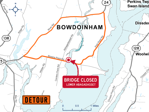 Lower Abagadasset Bridge Detour Map 