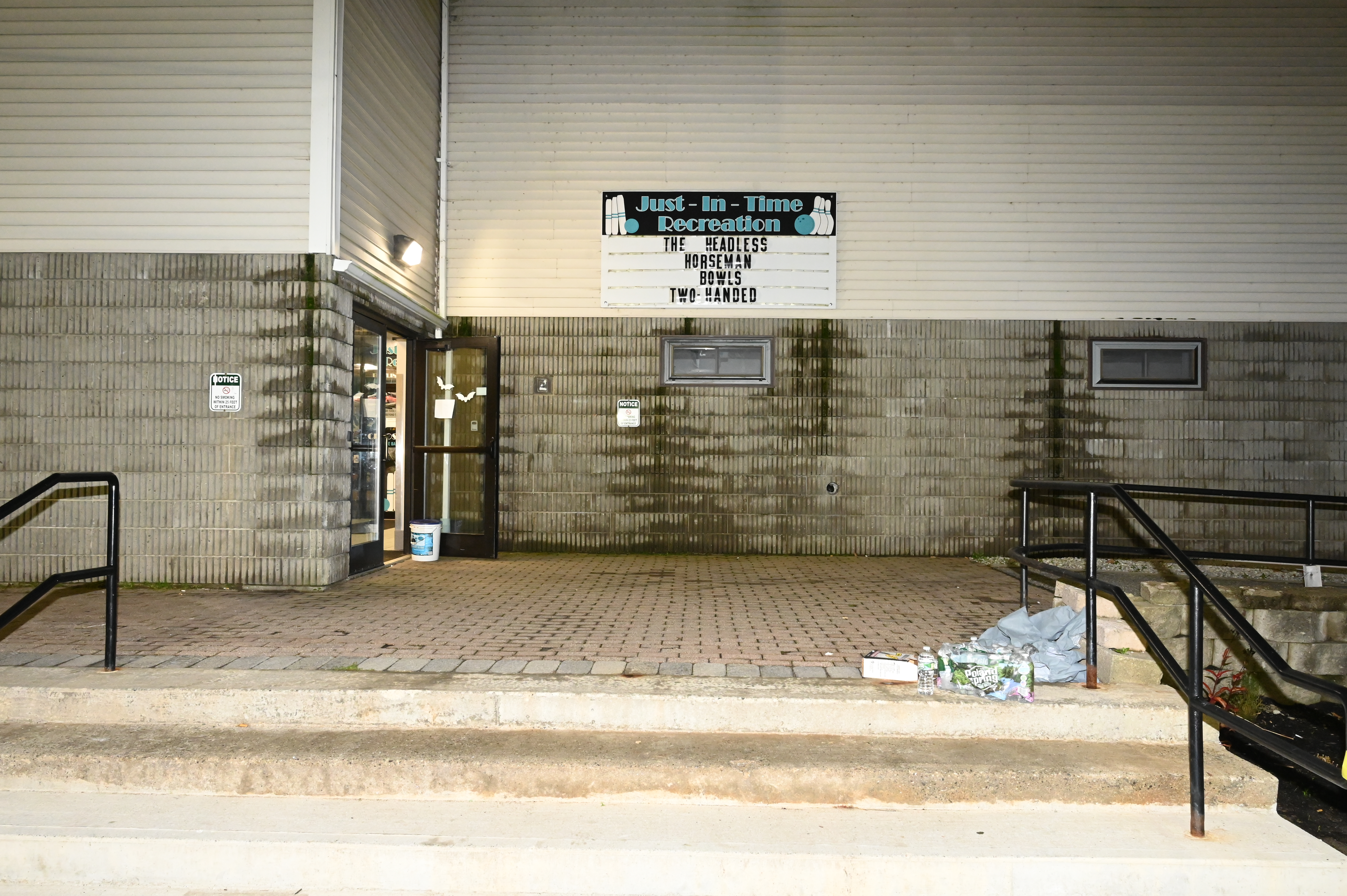 BOWLING ALLEY-OVERALL EXTERIOR (NIGHTTIME)