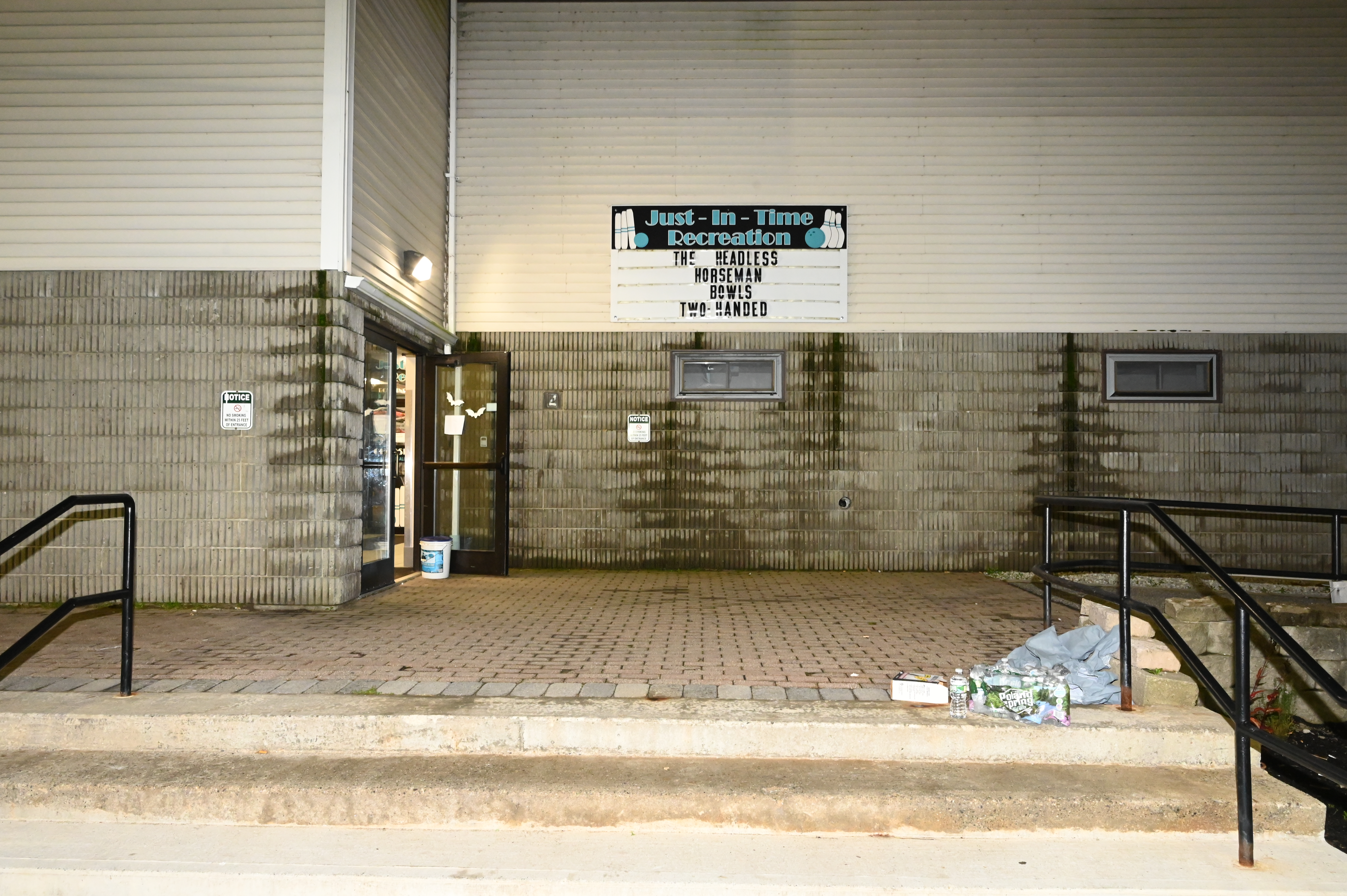 BOWLING ALLEY-OVERALL EXTERIOR (NIGHTTIME)