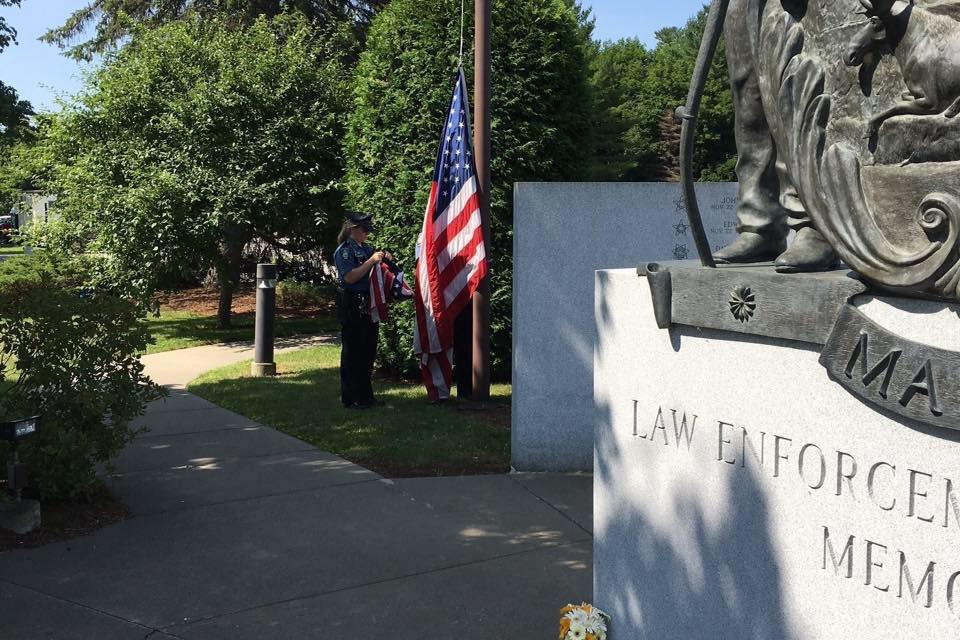 Hoisting the Flag at the Law Enforcement Officers Memorial