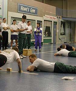 Students doing physical training