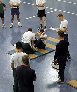 Students doing physical training