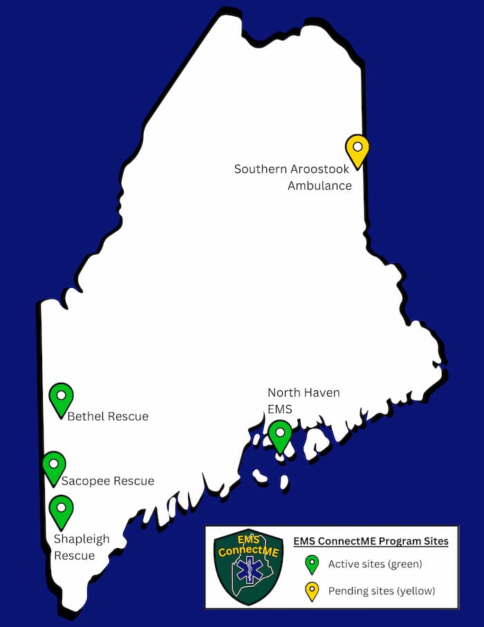Map of Connect ME sites as of April 2, 2025