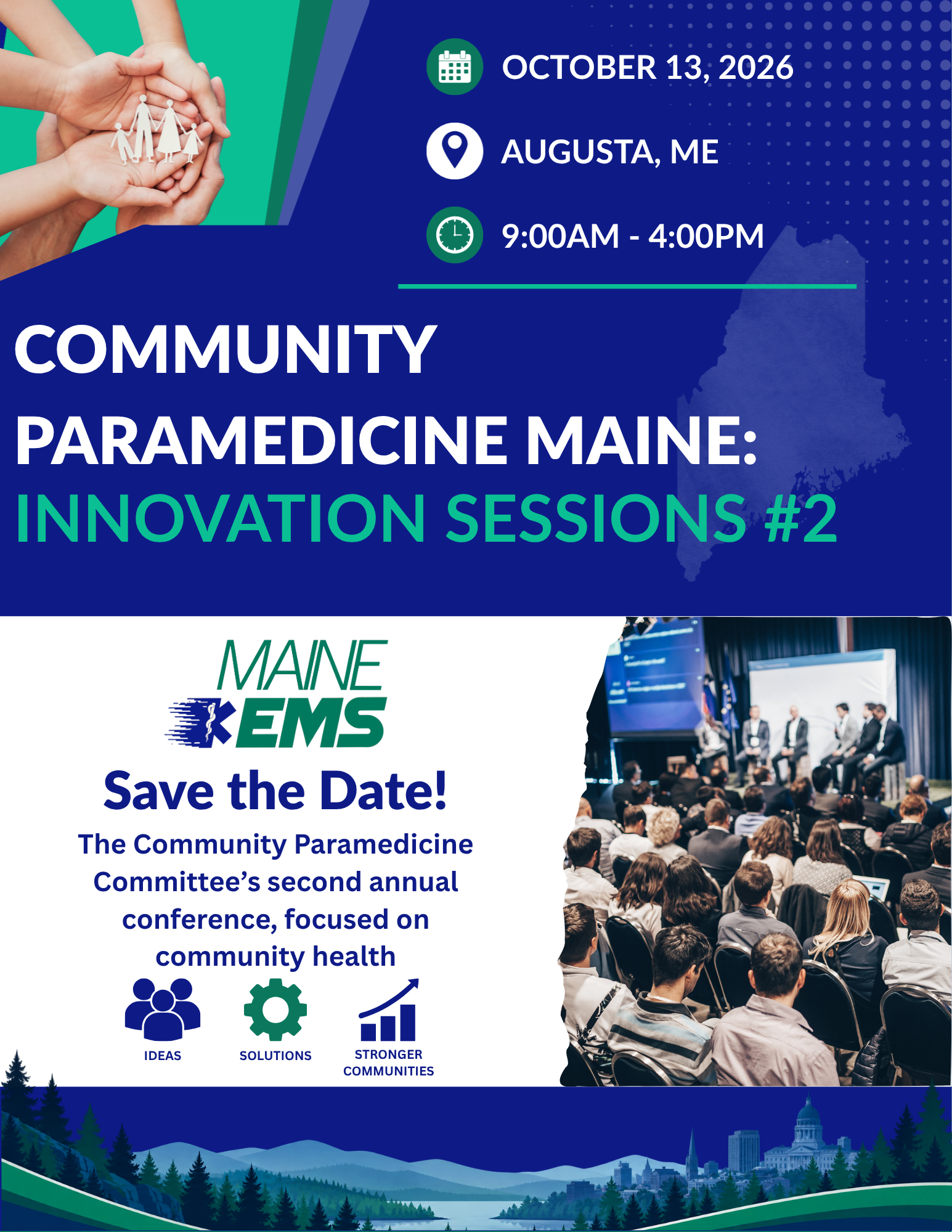 2026 Maine EMS Community Paramedicine Conference Save the Date for October 13 form 9am to 4pm notice