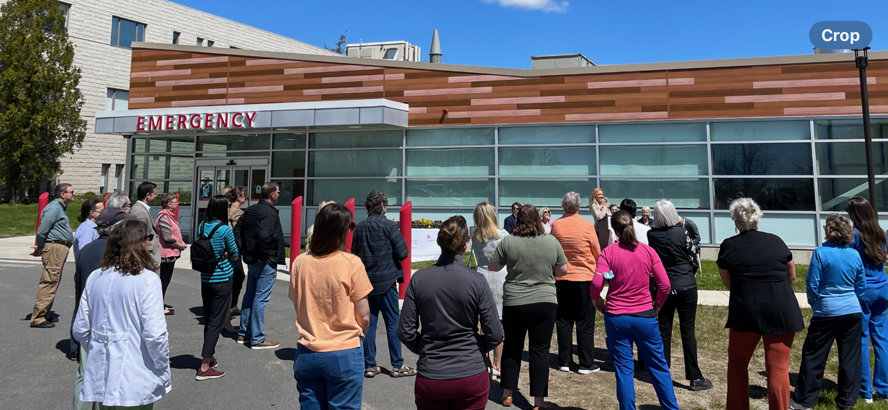 Crowd looking at Maine Health Pen Bay Hospital Award presentation