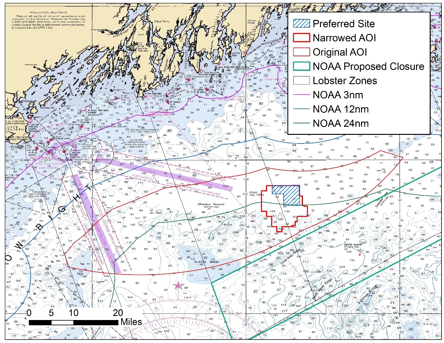 Map of Narrowed Area of Interest and Preferred Site for the research array