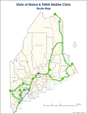 Map of mobile COVID-19 vaccination unit