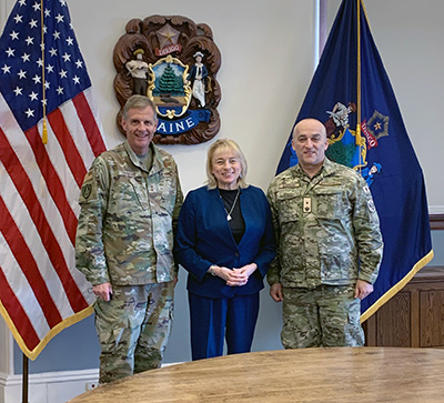 Photo: Major General Farnham, Governor Mills Welcome Brigadier General Milutin Djurovic of Montenegro to Maine