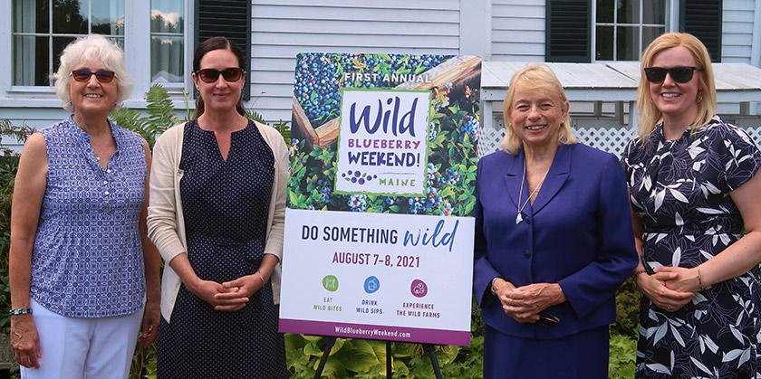 Photo of Patricia Kontur, Director of Programs, The Wild Blueberry Commission of Maine, Commissioner Amanda Beal, Department of Agriculture, Conservation and Forestry, Governor Mills, Director Nancy McBrady, Bureau of Agriculture, Food and Rural Resources