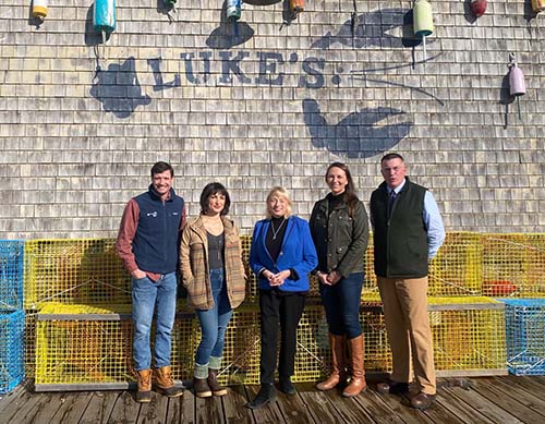 Luke Holden; Briana Warner; Governor Mills; Annie Tselikis; and Pat Keliher. 